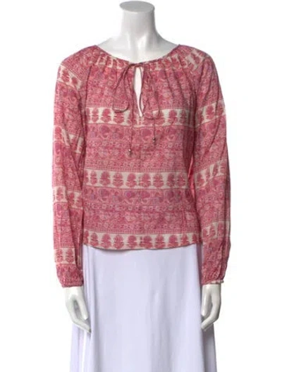 Pre-owned Loveshackfancy Paisley Print Scoop Neck Blouse In Pink