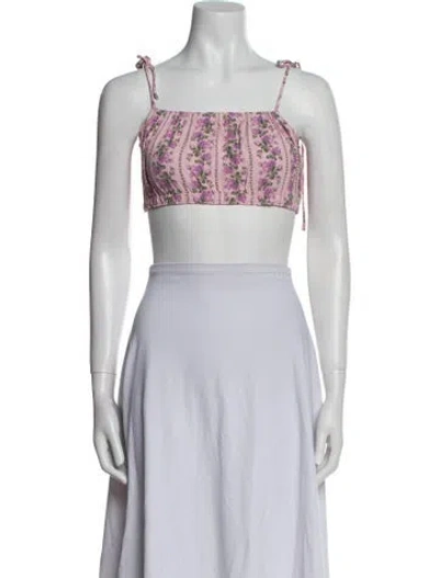 Pre-owned Loveshackfancy Paisley Print Square Neckline Crop Top In Multi