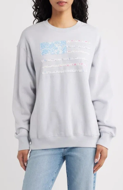 Loveshackfancy Palo Patch Sweatshirt In Gray