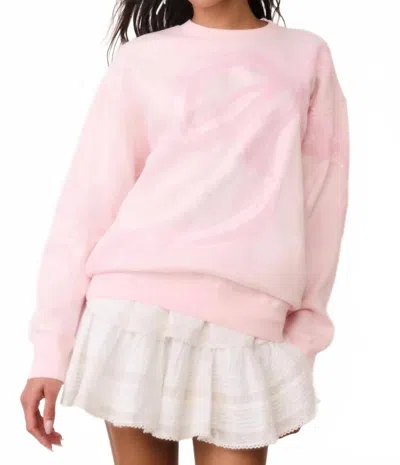 Loveshackfancy Palo Sequin Bow Fleece Pullover Sweatshirt In Wistful Pink