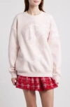 Loveshackfancy Palo Sequin Embellished Cotton Blend Sweatshirt In Pink