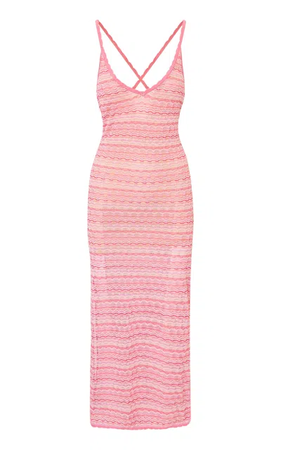 Loveshackfancy Patel Chevron-striped Maxi Dress In Pink