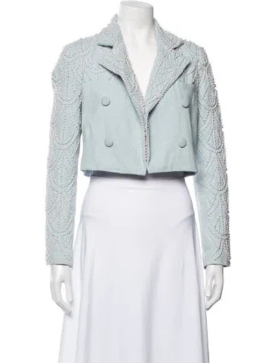 Pre-owned Loveshackfancy Patterned Blazer In Blue