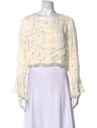 Pre-owned Loveshackfancy Patterned Crew Neck Blouse In Neutrals