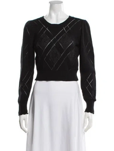 Pre-owned Loveshackfancy Patterned Crew Neck Sweater In Black