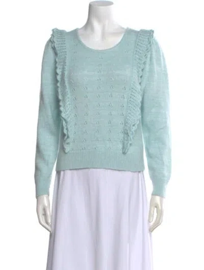 Pre-owned Loveshackfancy Patterned Crew Neck Sweater In Blue