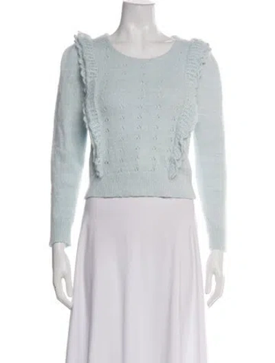 Pre-owned Loveshackfancy Patterned Crew Neck Sweater In Blue