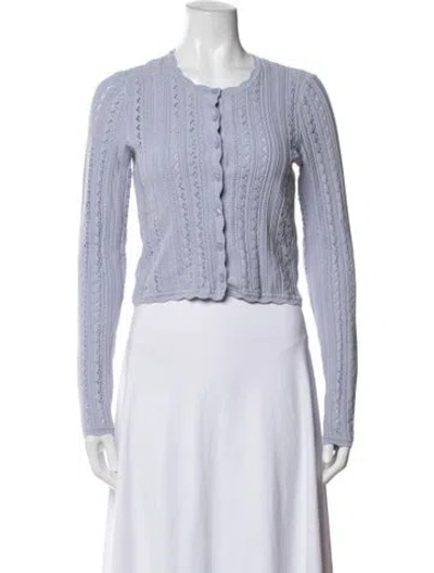 Pre-owned Loveshackfancy Patterned Crew Neck Sweater In Blue/white