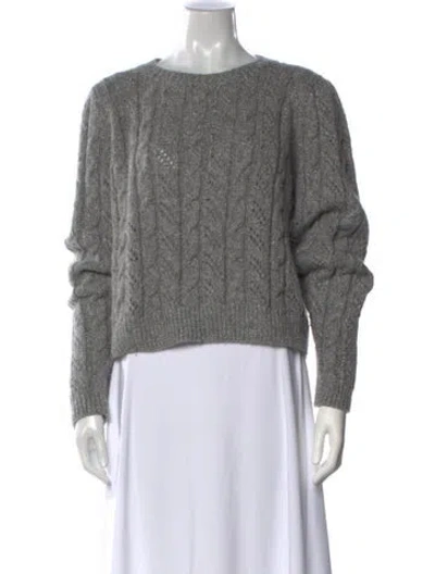 Pre-owned Loveshackfancy Patterned Crew Neck Sweater In Gray