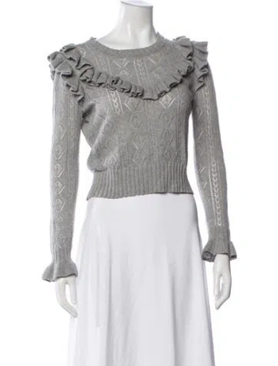 Pre-owned Loveshackfancy Patterned Crew Neck Sweater In Gray