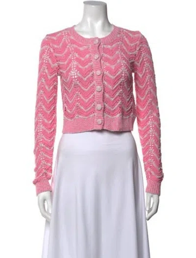 Pre-owned Loveshackfancy Patterned Crew Neck Sweater In Grey/pink