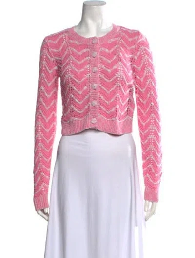 Pre-owned Loveshackfancy Patterned Crew Neck Sweater In Grey/pink
