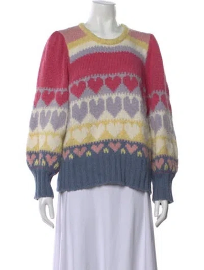 Pre-owned Loveshackfancy Patterned Crew Neck Sweater In Multi