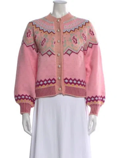 Pre-owned Loveshackfancy Patterned Crew Neck Sweater In Multi