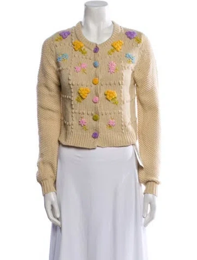 Pre-owned Loveshackfancy Patterned Crew Neck Sweater In Neutral