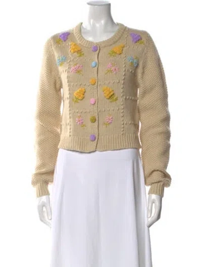 Pre-owned Loveshackfancy Patterned Crew Neck Sweater In Neutral
