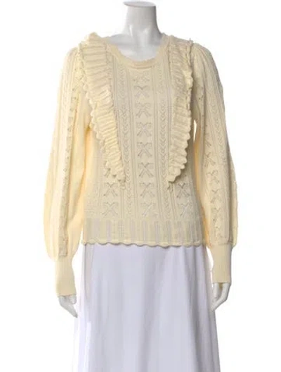 Pre-owned Loveshackfancy Patterned Crew Neck Sweater In Neutral