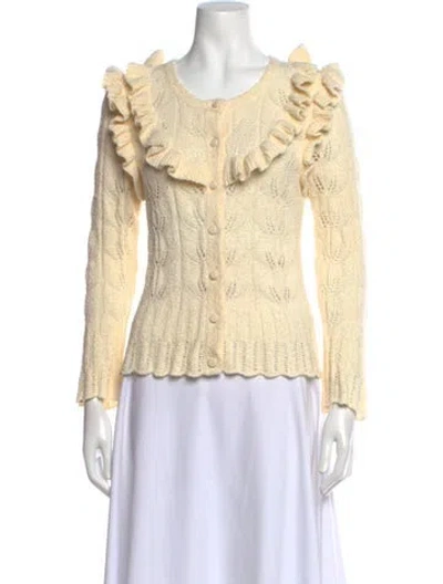 Pre-owned Loveshackfancy Patterned Crew Neck Sweater In Neutrals