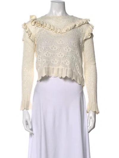Pre-owned Loveshackfancy Patterned Crew Neck Sweater In Neutrals