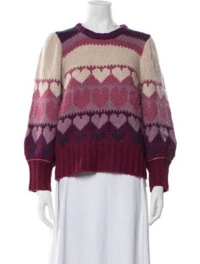Pre-owned Loveshackfancy Patterned Crew Neck Sweater In Neutrals
