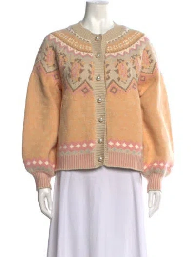Pre-owned Loveshackfancy Patterned Crew Neck Sweater In Neutrals