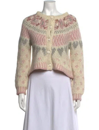 Pre-owned Loveshackfancy Patterned Crew Neck Sweater In Neutrals