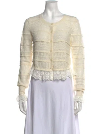 Pre-owned Loveshackfancy Patterned Crew Neck Sweater In Neutrals