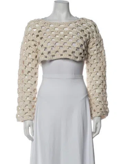 Pre-owned Loveshackfancy Patterned Crew Neck Sweater In Neutrals