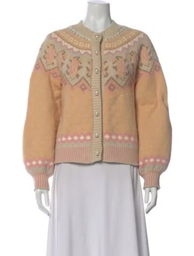 Pre-owned Loveshackfancy Patterned Crew Neck Sweater In Orange