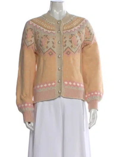 Pre-owned Loveshackfancy Patterned Crew Neck Sweater In Orange