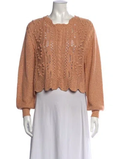 Pre-owned Loveshackfancy Patterned Crew Neck Sweater In Orange