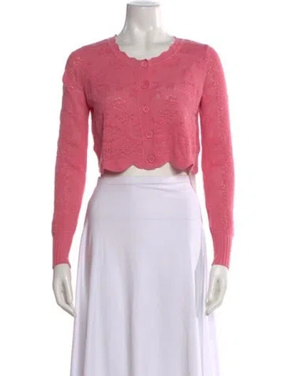 Pre-owned Loveshackfancy Patterned Crew Neck Sweater In Pink
