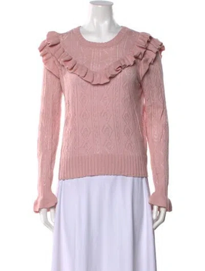 Pre-owned Loveshackfancy Patterned Crew Neck Sweater In Pink