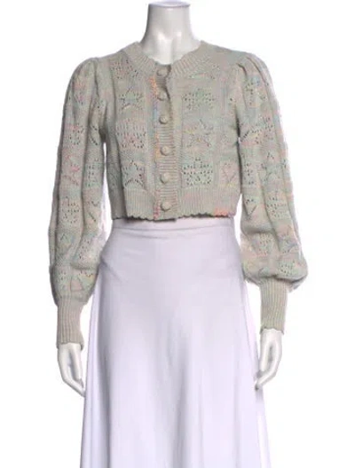 Pre-owned Loveshackfancy Patterned Crew Neck Sweater In Pink