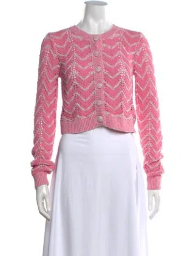 Pre-owned Loveshackfancy Patterned Crew Neck Sweater In Pink