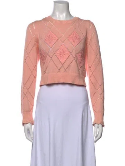 Pre-owned Loveshackfancy Patterned Crew Neck Sweater In Pink