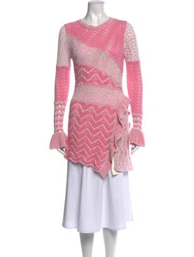 Pre-owned Loveshackfancy Patterned Crew Neck Sweater In Pink