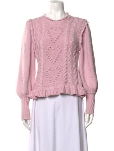 Pre-owned Loveshackfancy Patterned Crew Neck Sweater In Pink