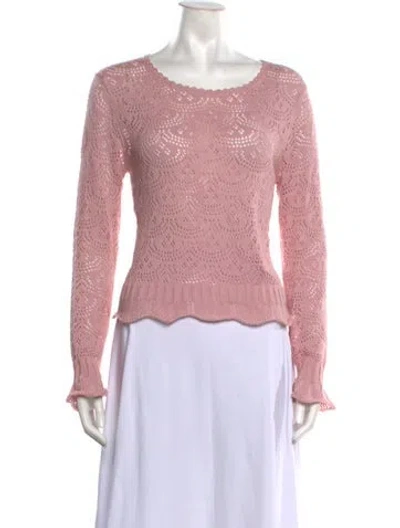Pre-owned Loveshackfancy Patterned Crew Neck Sweater In Pink