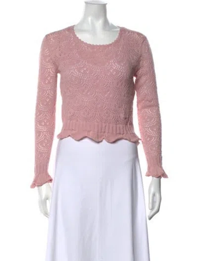 Pre-owned Loveshackfancy Patterned Crew Neck Sweater In Pink