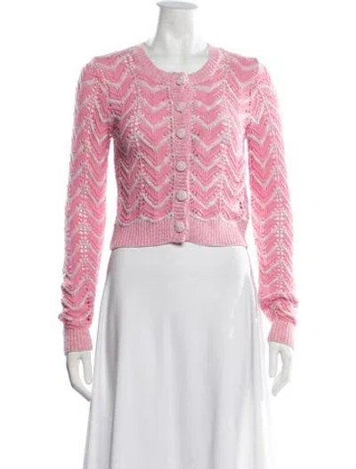 Pre-owned Loveshackfancy Patterned Crew Neck Sweater In Pink