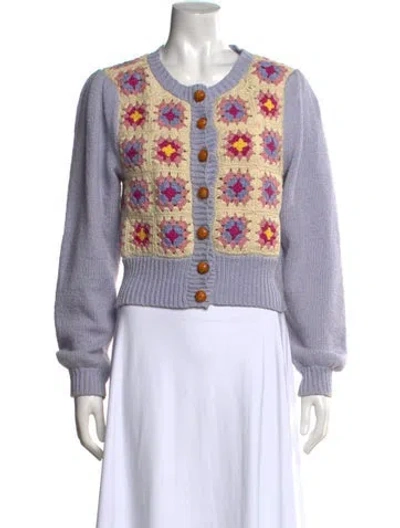 Pre-owned Loveshackfancy Patterned Crew Neck Sweater In Purple