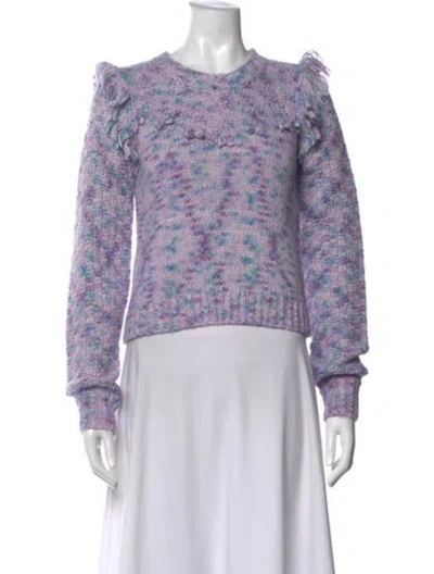 Pre-owned Loveshackfancy Patterned Crew Neck Sweater In Purple