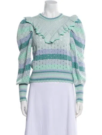 Pre-owned Loveshackfancy Patterned Crew Neck Sweater W/ Tags In Blue