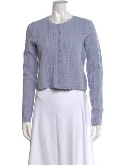 Pre-owned Loveshackfancy Patterned Crew Neck Sweater W/ Tags In Blue