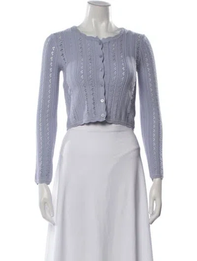 Pre-owned Loveshackfancy Patterned Crew Neck Sweater W/ Tags In Blue
