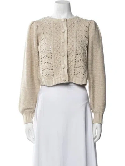 Pre-owned Loveshackfancy Patterned Crew Neck Sweater W/ Tags In Neutrals