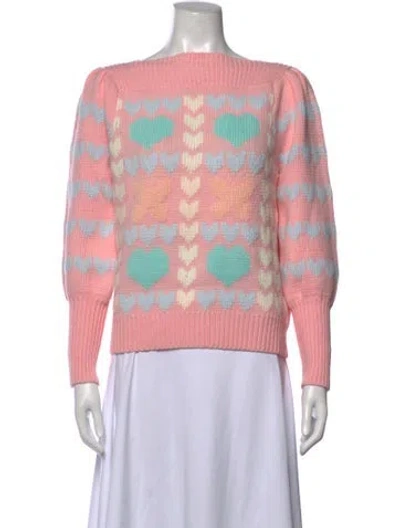 Pre-owned Loveshackfancy Patterned Crew Neck Sweater W/ Tags In Pink