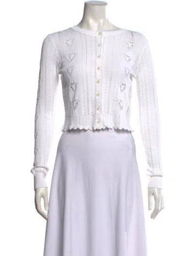Pre-owned Loveshackfancy Patterned Crew Neck Sweater W/ Tags In White