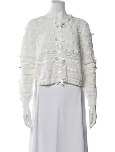 Pre-owned Loveshackfancy Patterned Crew Neck Sweater W/ Tags In White